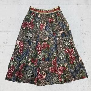 VTG Carol Anderson Patchwork Floral Maxi Skirt Boho Cottagecore Fairycore Large